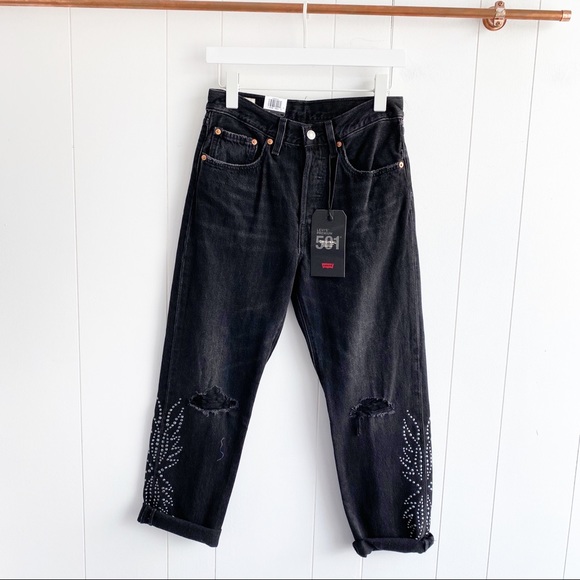 NWT Levi’s 501 Crop Studded Canyon Jeans - Picture 3 of 7